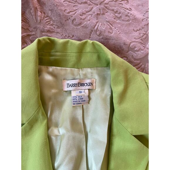 NWT y2k Barry bricken silk and linen lime green blazer size 10 - Picture 6 of 6